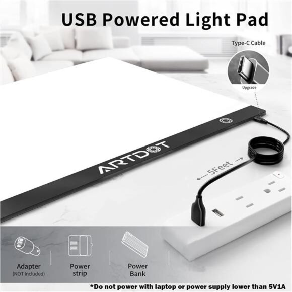 LED Light Pad for Diamond Painting, USB Powered Light Board Kit, Adjustable - Picture 4 of 7